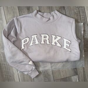 💜RARE💜 PARKE 2026 Valentines Varsity Mockneck Lavender+White size small medium
